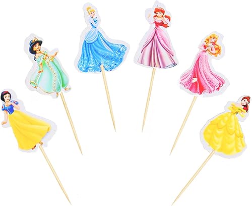 Decoraciones de cupcakes de princesa 24 piezas suministros de fiesta para niñas decoración de pastel de Navidad galletas taza de frutas de