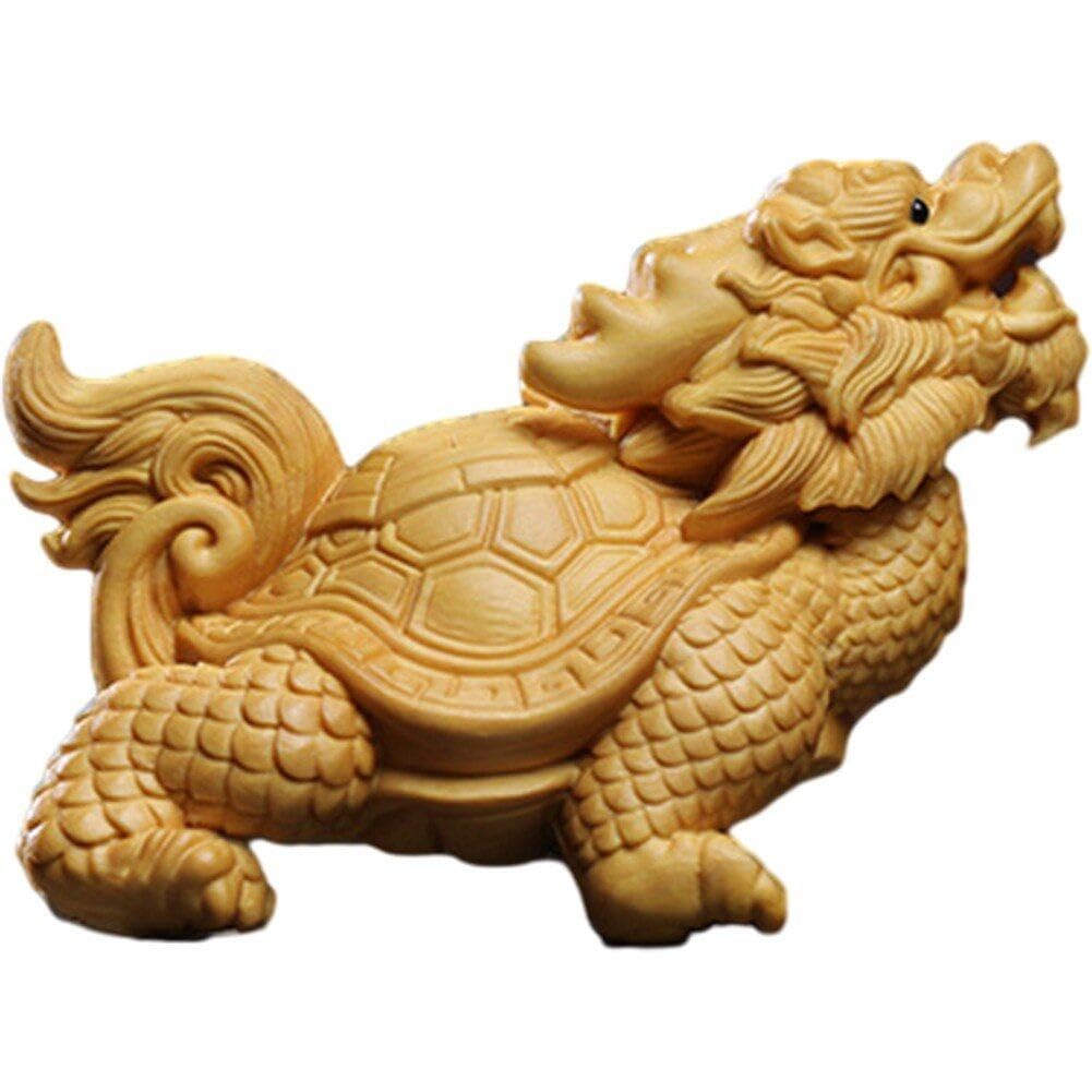 Statue dragon chinois feng shui bois pour harmoniser bureau stressant et deco