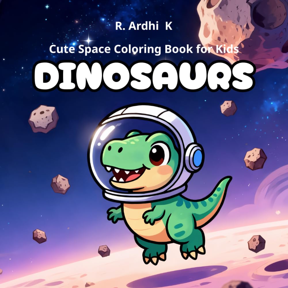 Cute Space Dinosaurs Coloring Book for Kids Ages 4–8: Fun and Easy Coloring Pages Featuring Adorable Dinosaurs, Rockets, Planets, and Space Adventures ... (Cute Space Coloring Book for Kids Ages 4–8)
