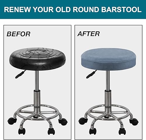 Miniatura 7 de Turquoize Juego de 2 fundas de terciopelo para taburetes de bar, fundas redondas para taburetes de bar, fundas para taburetes de bar, cuentan con