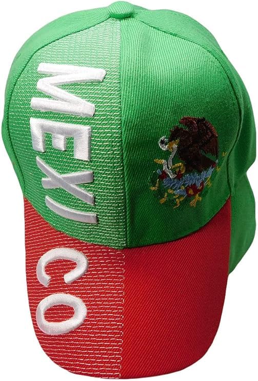Flakita's Novelties Mexico Country Letters Emblem Green with Red Bill 3-D Adjustable Embroidered Cap Hat
