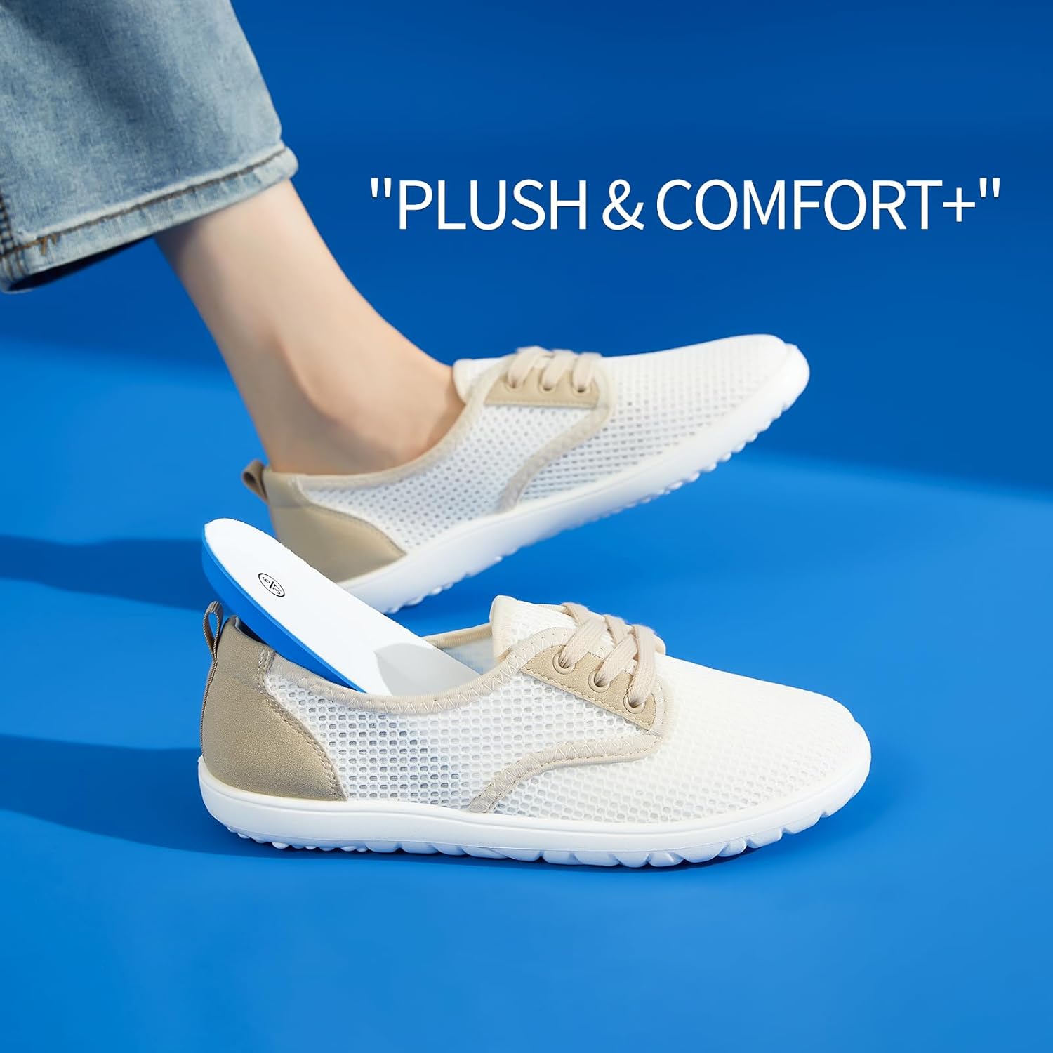 THATXUAOV Women's Breathable Mesh Tennis Shoes - Lightweight Low Top Lace-Up Canvas White Sneakers for Casual Walking, Sports, and Everyday Comfort - Image 5