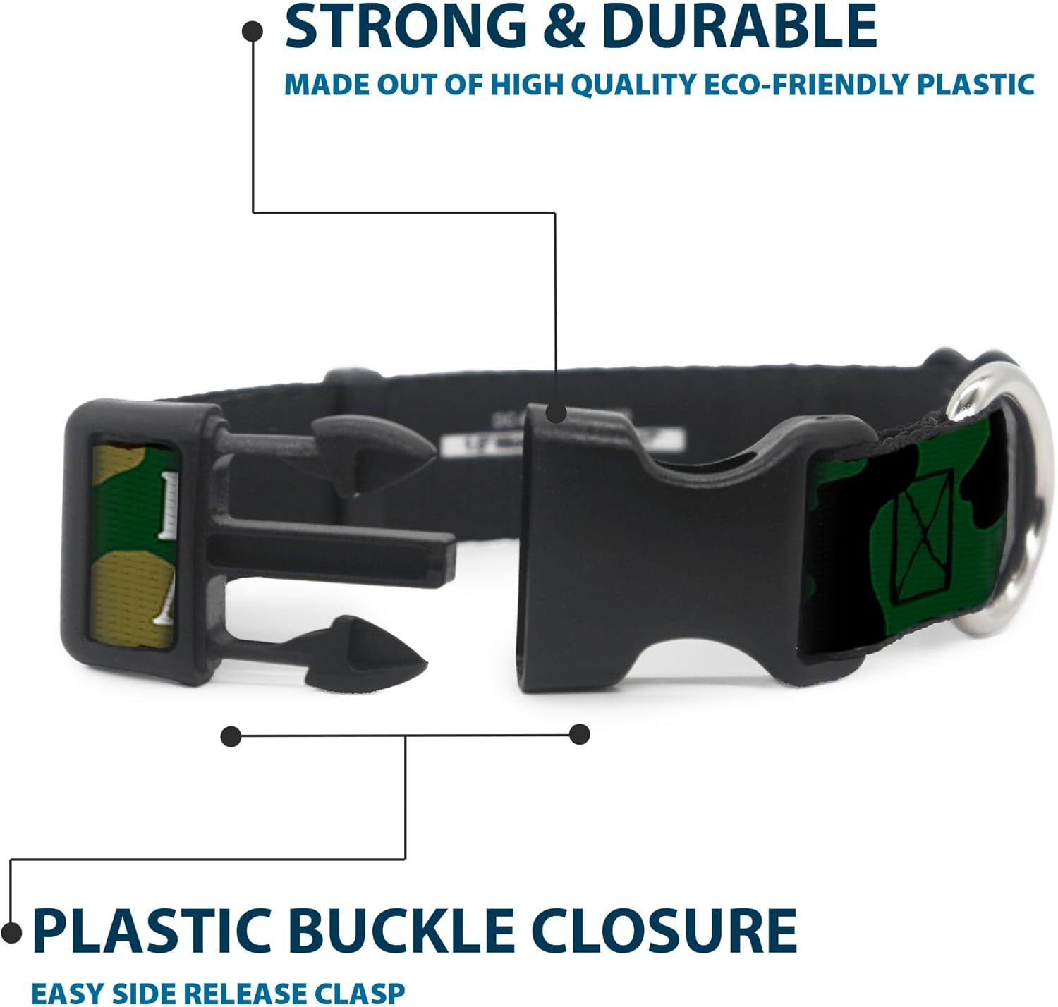 Buckle-Down Dog Collar Plastic Clip FAFO Fuck Around and Find Out Stencil Camo White 16 to 23 Inches 1.5 Inch Wide