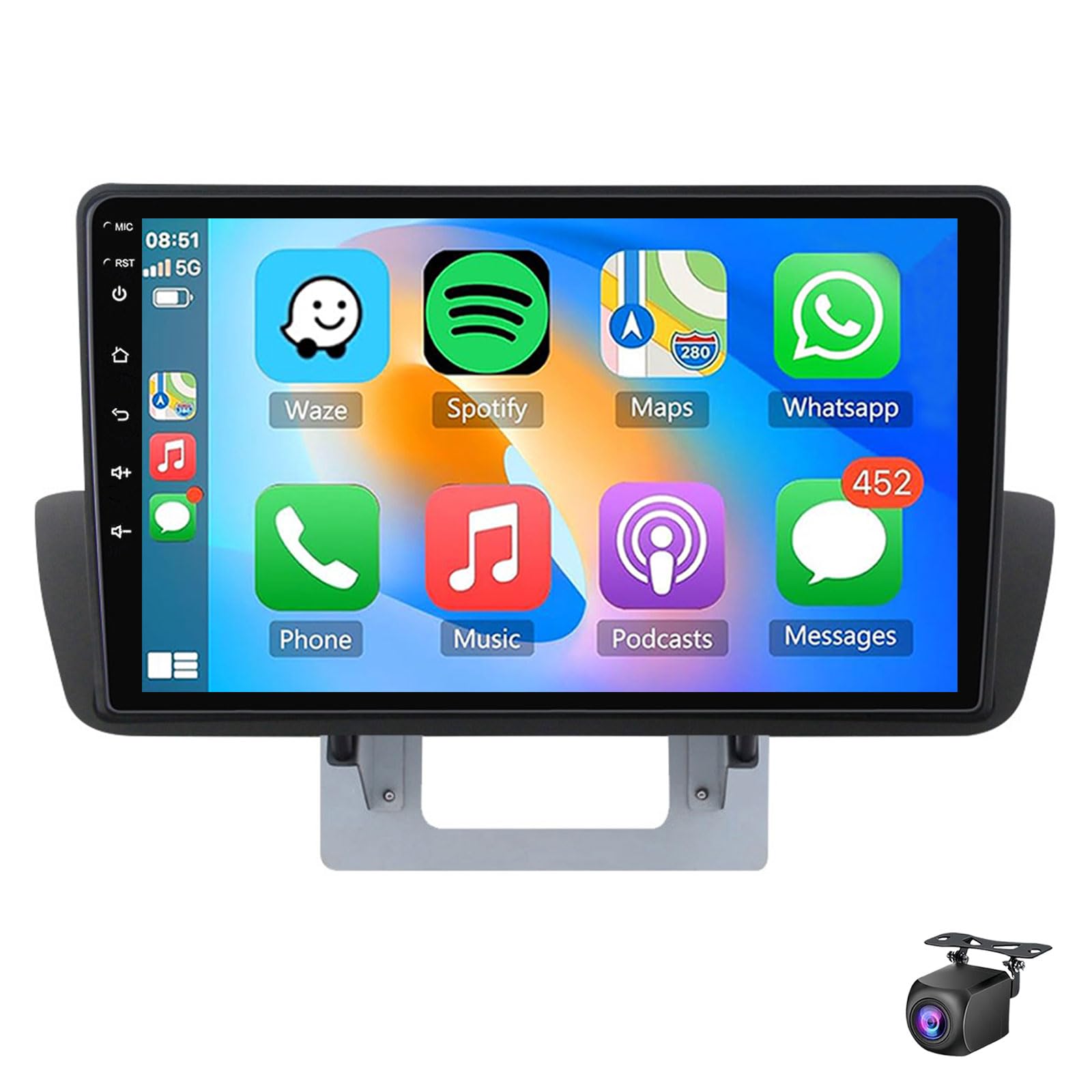 Ecpuk Car Radio For Ma-zda BT-50 2012-2018 9 Inch Touch Screen Android 15 Stereo With Wireless Carplay/Android Auto/EQ Audio/Bluetooth/GPS Navigation/FM/RDS/SWC + AHD Backup Camera(Size:8Core 8+256G)