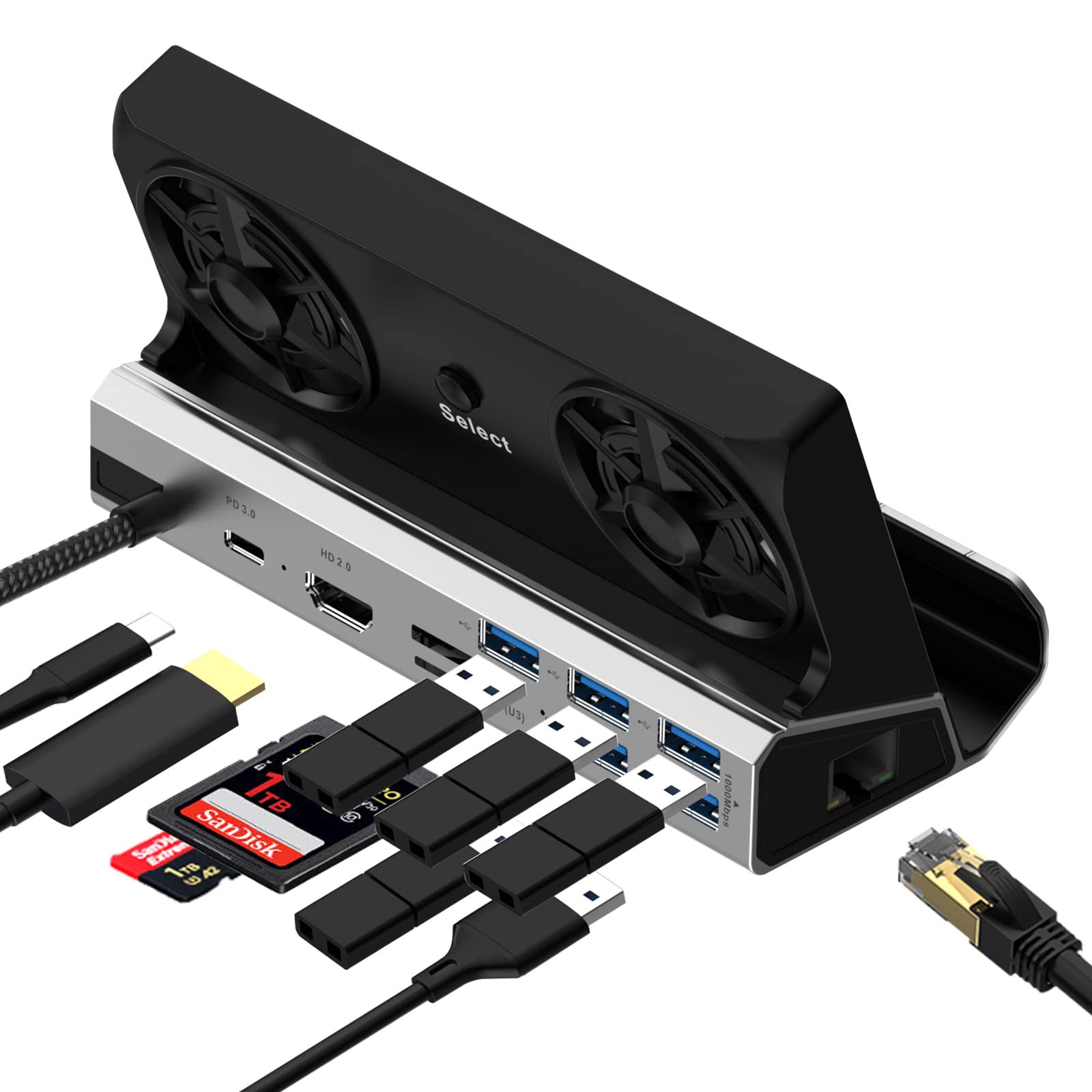 Buy Steam Deck Dock Docking Station with Fan, Shuomeng 10in1 Valve