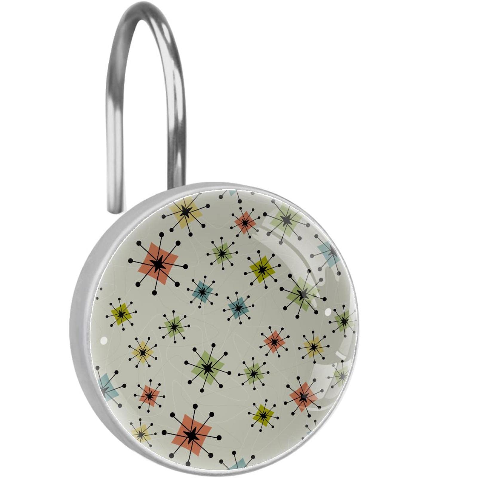 Crochets pour rideau de douche acier inoxydable anneaux salle de bain rideaux géométriques lot de 12