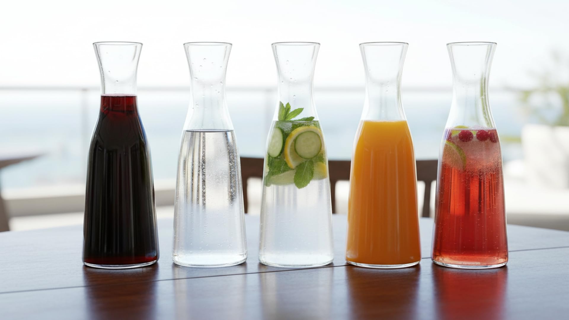 Bormioli Atelier Karaffe 1.000 ml im 6er Set – hochwertige Kristallglas Karaffen zum Servieren von Wein, Wasser, Säften, Infused Wasser oder Schorlen, made in Italy