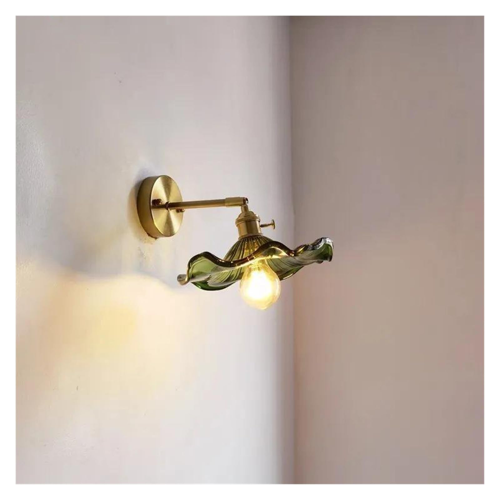 ZTCHSENZT Wall Sconces, Glass Copper LED Wall Lamp Sconce Pull Chain Bedside Bedroom Bathroom Mirror Stair Light Nordic Modern Wandlamp,A-Switch On The Socket