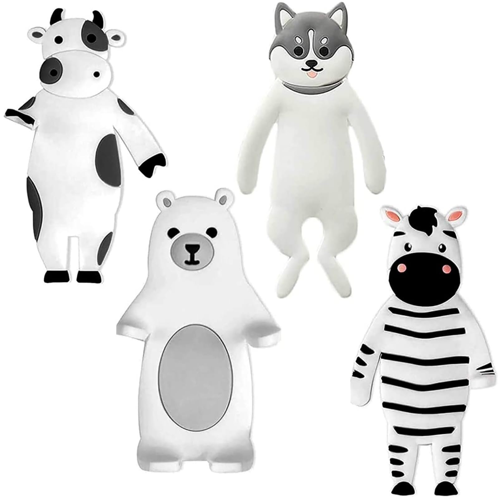 Ylwx 4Pcs Washable And Reusable Self Adhesive Hooks, Cute Animal Pet Soft Rubber Hooks, Storage No-Hole Sticky Hooks, Non-Marking Self-Adhesive Hooks (Color : )