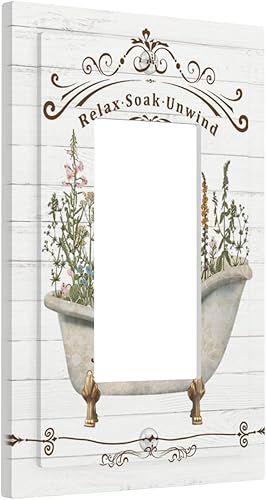 Miniatura 141 de Placa Cubierta de Interruptor de Luz de Palanca Individual con Diseño de Flor Botánica en Tablero de Madera Rústico Estilo Granja - Placa de Pared