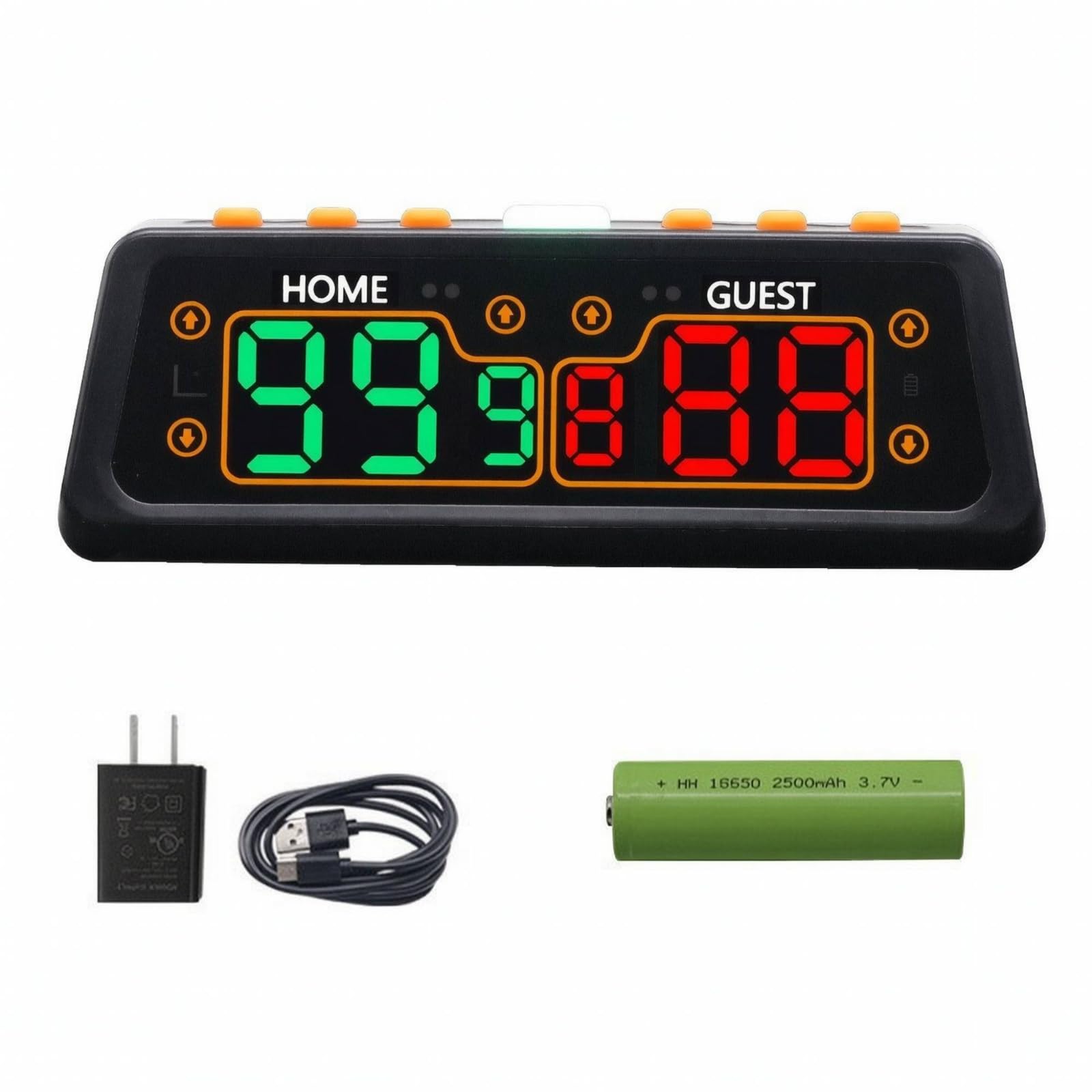 Amagogo Tabellone Segnapunti Digitale Contatore Punteggio Elettronico Display Doppio a Sei Cifre Portatile Ricaricabile in con Tasti Rapidi Adatto per Eventi | Pulsanti di Controllo Superiori, Tabellone Segnapunti a LED, Elettronico, per Tennis da Tavolo,
