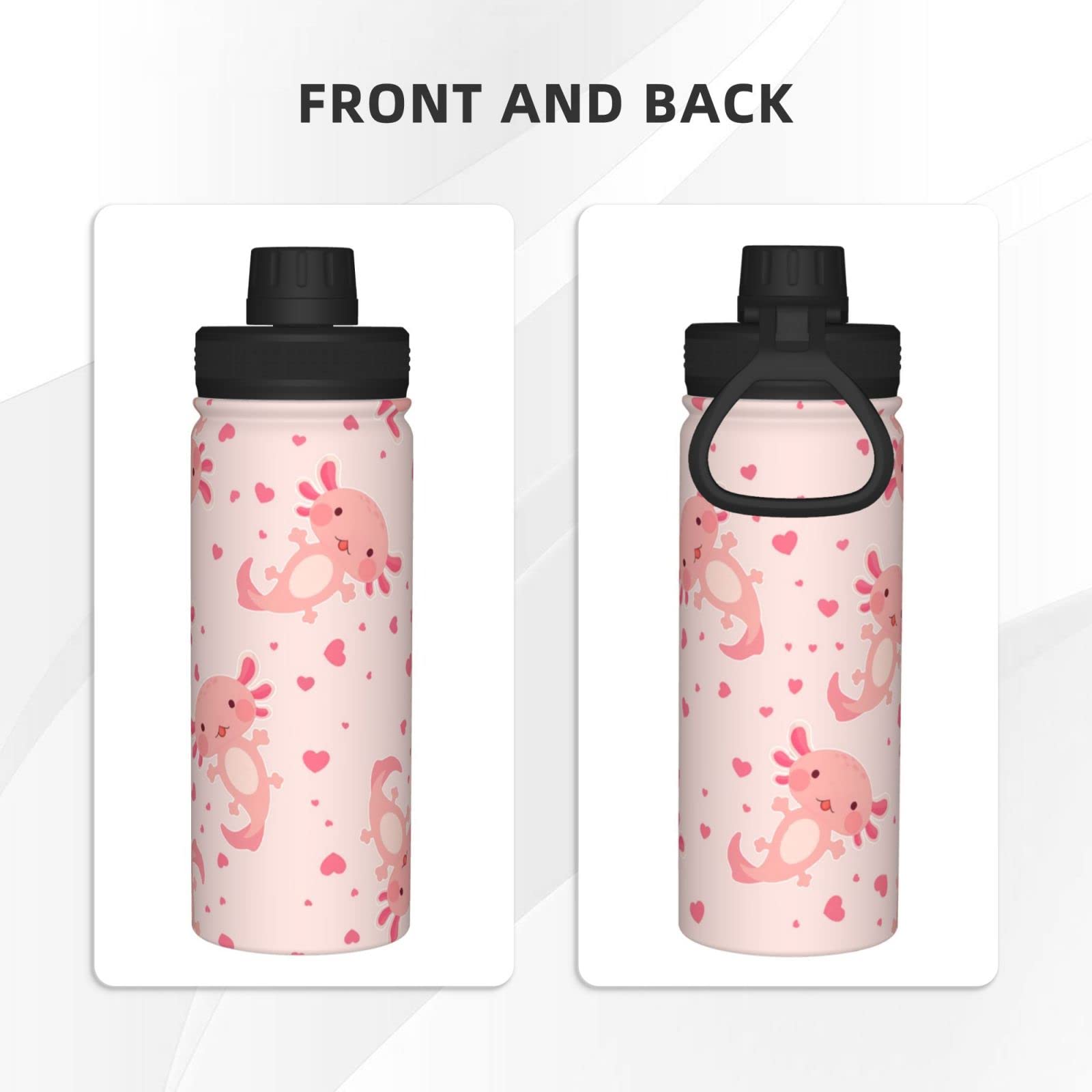 Shangtiezao Axolotl Insulated Water Bottle - 18oz Stainless Steel Double-Wall Vacuum, Leakproof