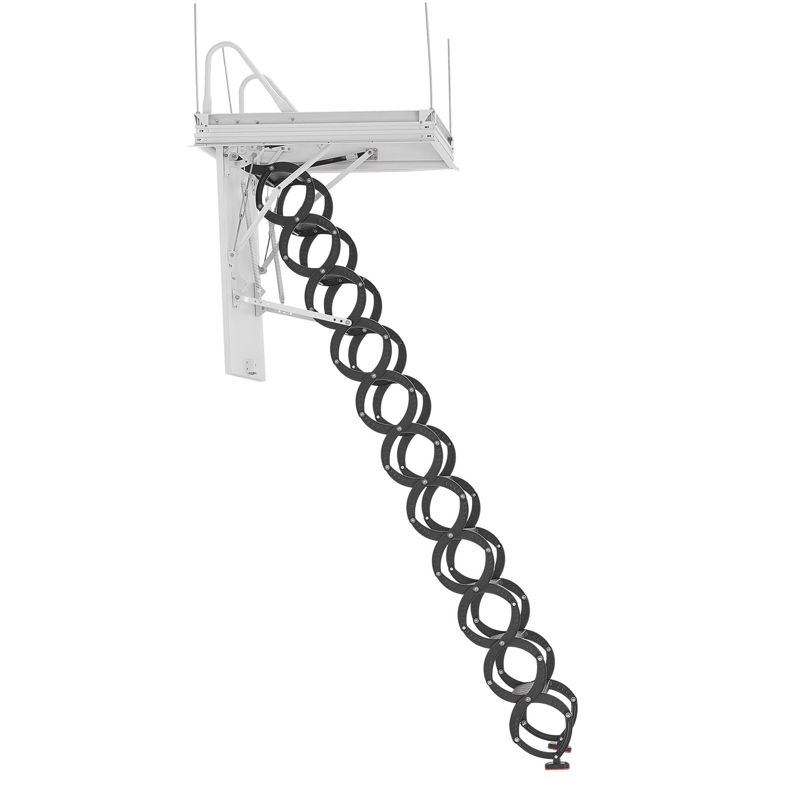 VEVOR Dachbodenleiter, Tragkraft 299,4 kg, passend für Deckenhöhen von 2,6 bis 2,85 m und Öffnungsgröße von 1000,76x698,5 mm, Scherentreppe aus legiertem Stahl mit Zugstange für Dachboden