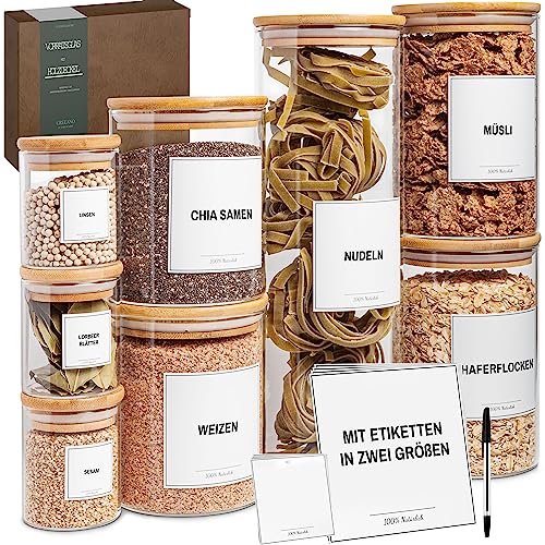 Greeano Vorratsgläser mit Deckel [ 8er|5900ml ] – Aufbewahrungsgläser...