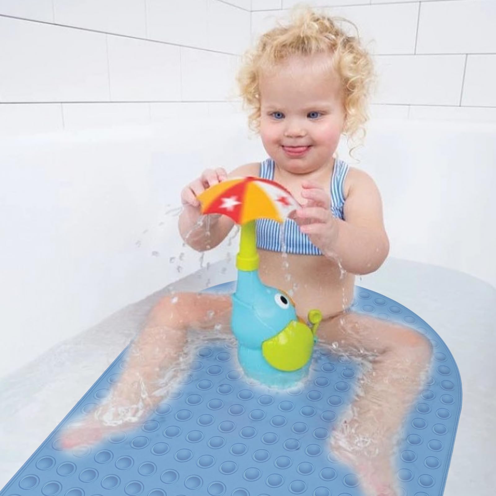 Tiamo Non Slip Bath Mat for Tub Kids,Silicone Bathtub Mat for Baby,27 x 15 Inches Toddler Shower Mat,Machine Washable,Push Pop Bubbles……