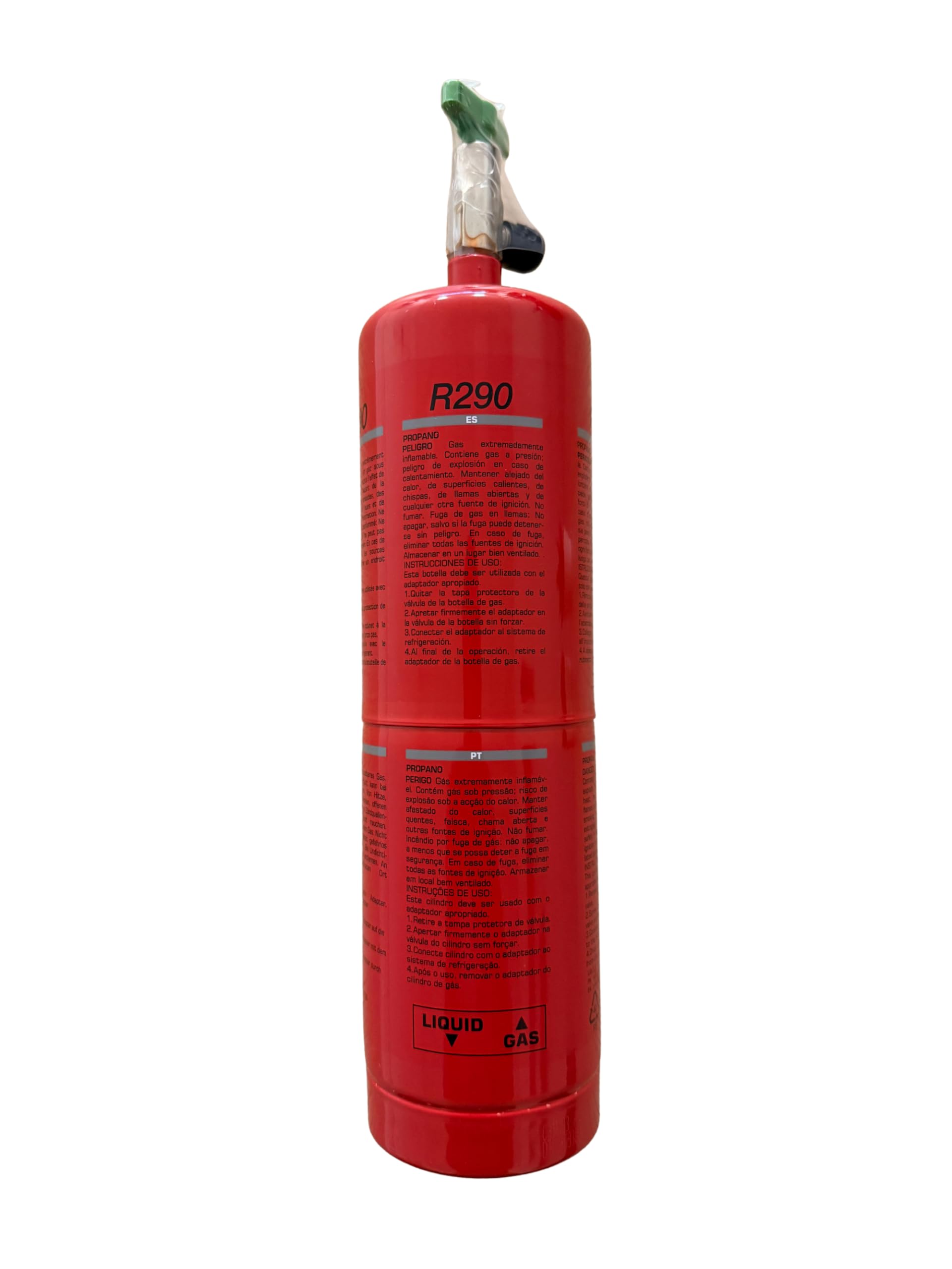 2 Envases con Manguera de Gas Refrigerante R290 Alta Pureza | Ecológico | Máxima Eficiencia Energética | Compatible con Aires Acondicionados, Bombas de Calor y Equipos de Refrigeración