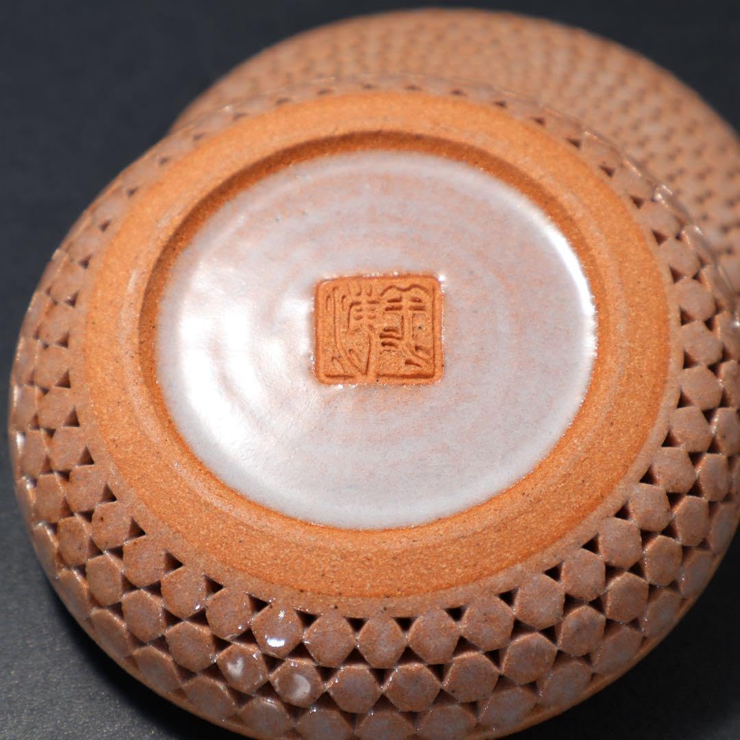 萩焼本郷窯　萬亀香合　廣澤洋海　共箱　R1485ダN 萩焼本郷窯 萬亀香合 廣澤洋海 共箱 R1485 萩焼本郷窯