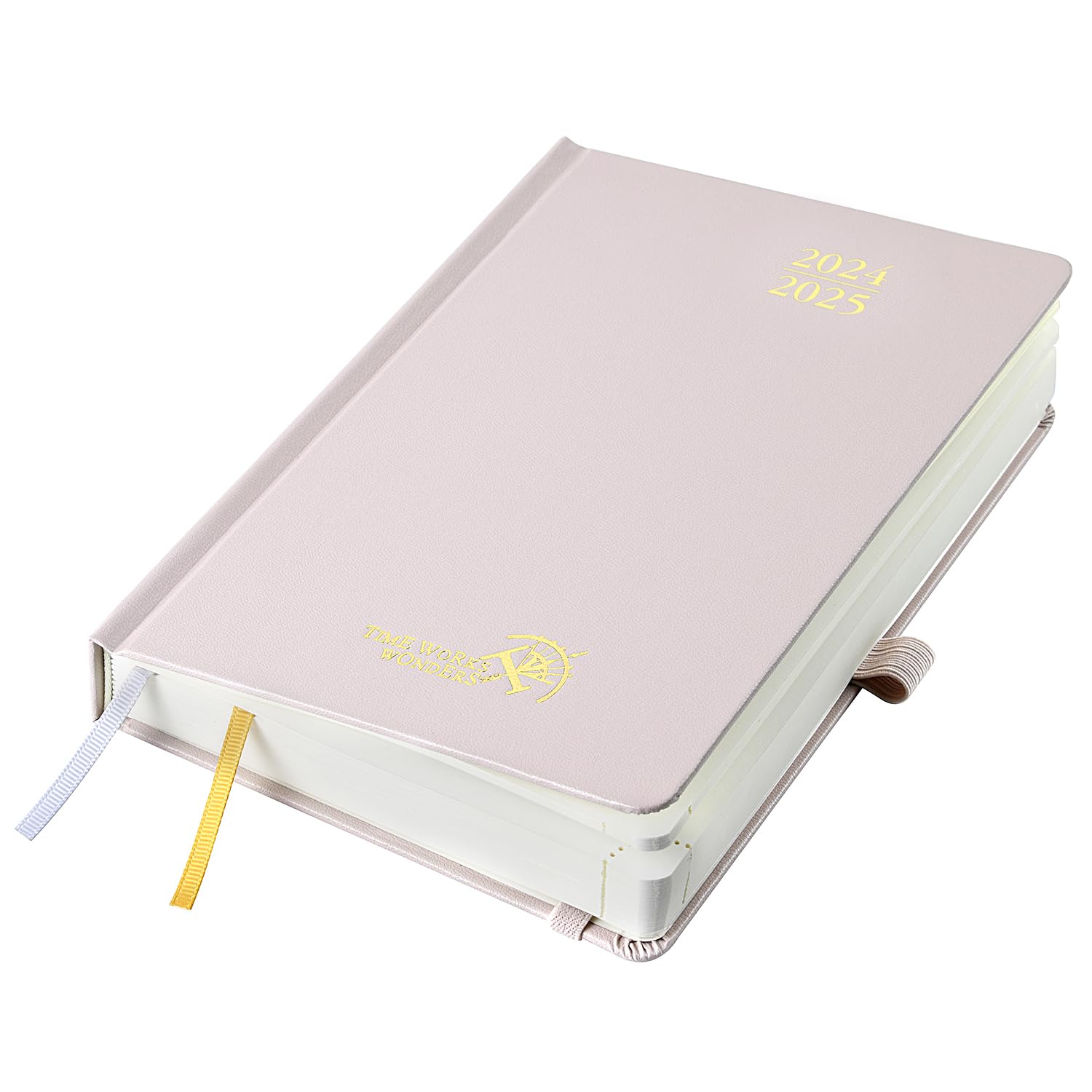 POPRUN2024-2025 Daily Planner One Page Per Day - Academic Year Diary (July 2024 - June 2025) Hourly Appointment Book with Pocket, Note & Contact Pages, Hardcover, 5.5" x 8.5" - Light Pink