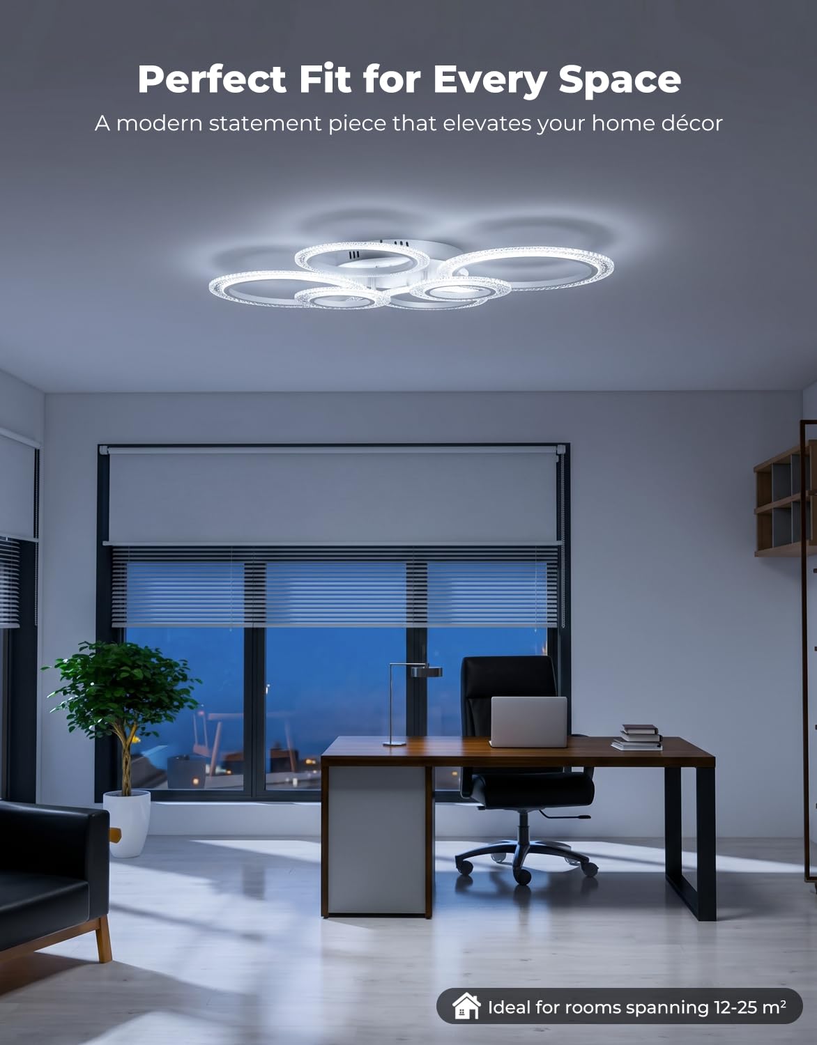 Smart LED Deckenleuchte Ringe (88x68cm), 40W 4000lm Wohnzimmerlampe mit Alexa/Google Home, Dimmbare Schlafzimmerlampe per App (Tuya), Memory-Funktion & Timer, Vormontiert, Weiß