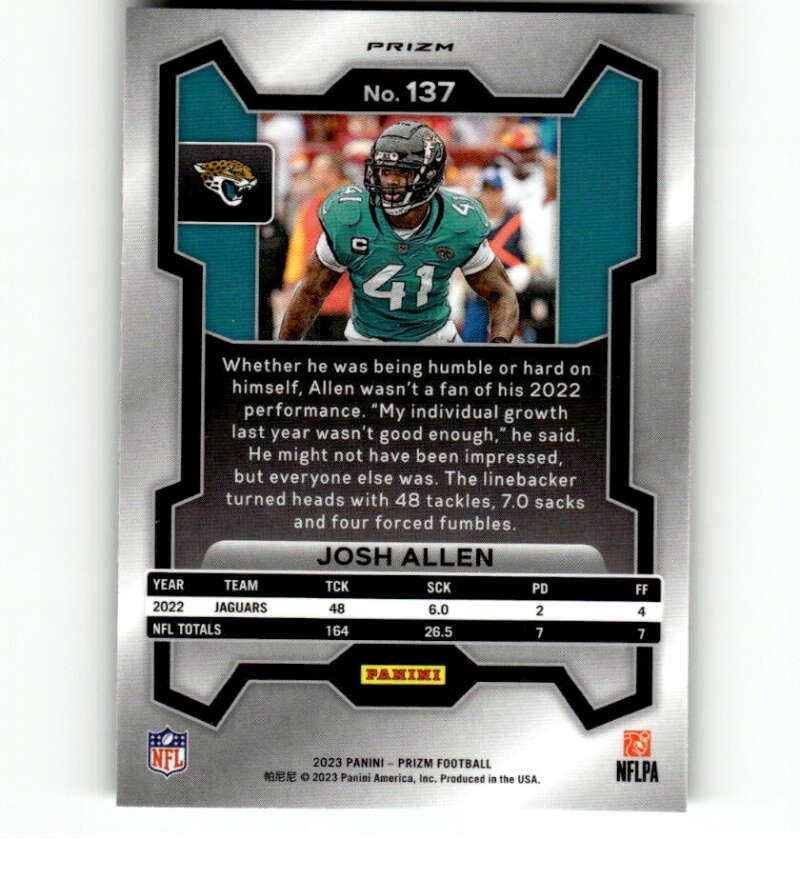 Amazon.com: 2023 Panini Prizm Green Wave Prizm #137 Josh Allen