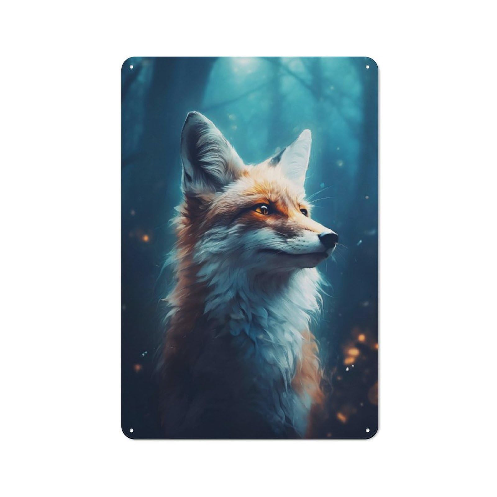 Junmoney Fox In Forest Retro Printed Metal Sign 30X20cm For Garage Or Workshop, For Garage, Workshop And Man Cave Decoration