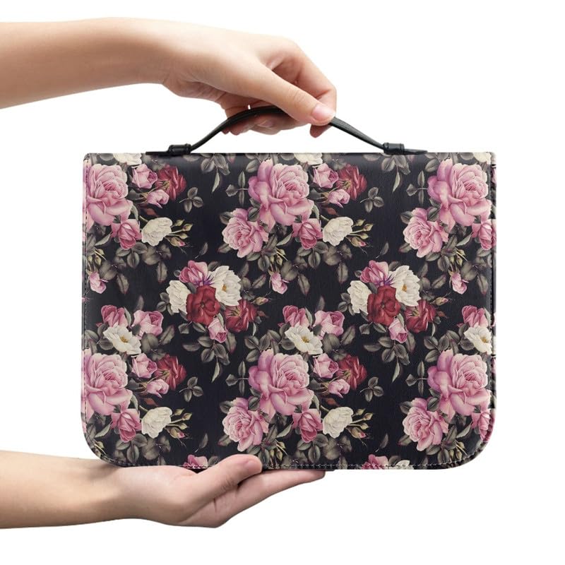 Garronmavis Peony Flowers Men-Bible Cover Peonies Painting Stylish Carrying Bag Retro Arts Church Study Book Carrier - M - Image 2