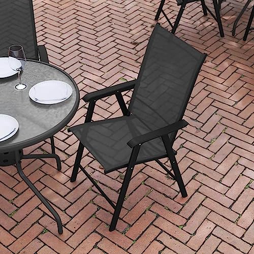 Flash Furniture 2-TLH-SC-044-BKBK-GG Paladin Black Outdoor Folding Patio Sling Chair thumb #4