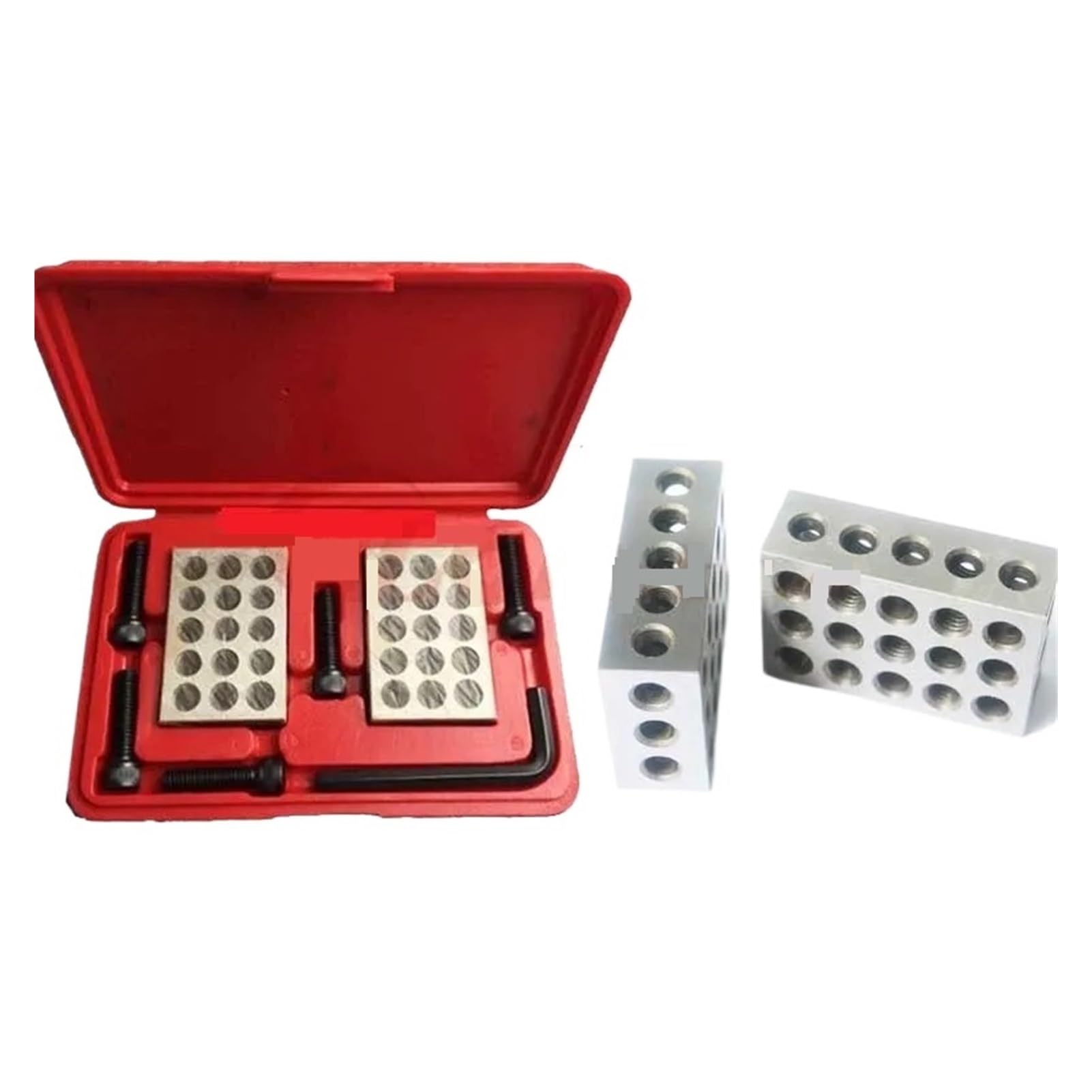 Bloques patrón paralelos Juego de bloques de sujeción paralelos con calibre de precisión de 23 orificios de 1, 2 y 3" con llave de tornillo(1-2-3 INCHwithwrench)