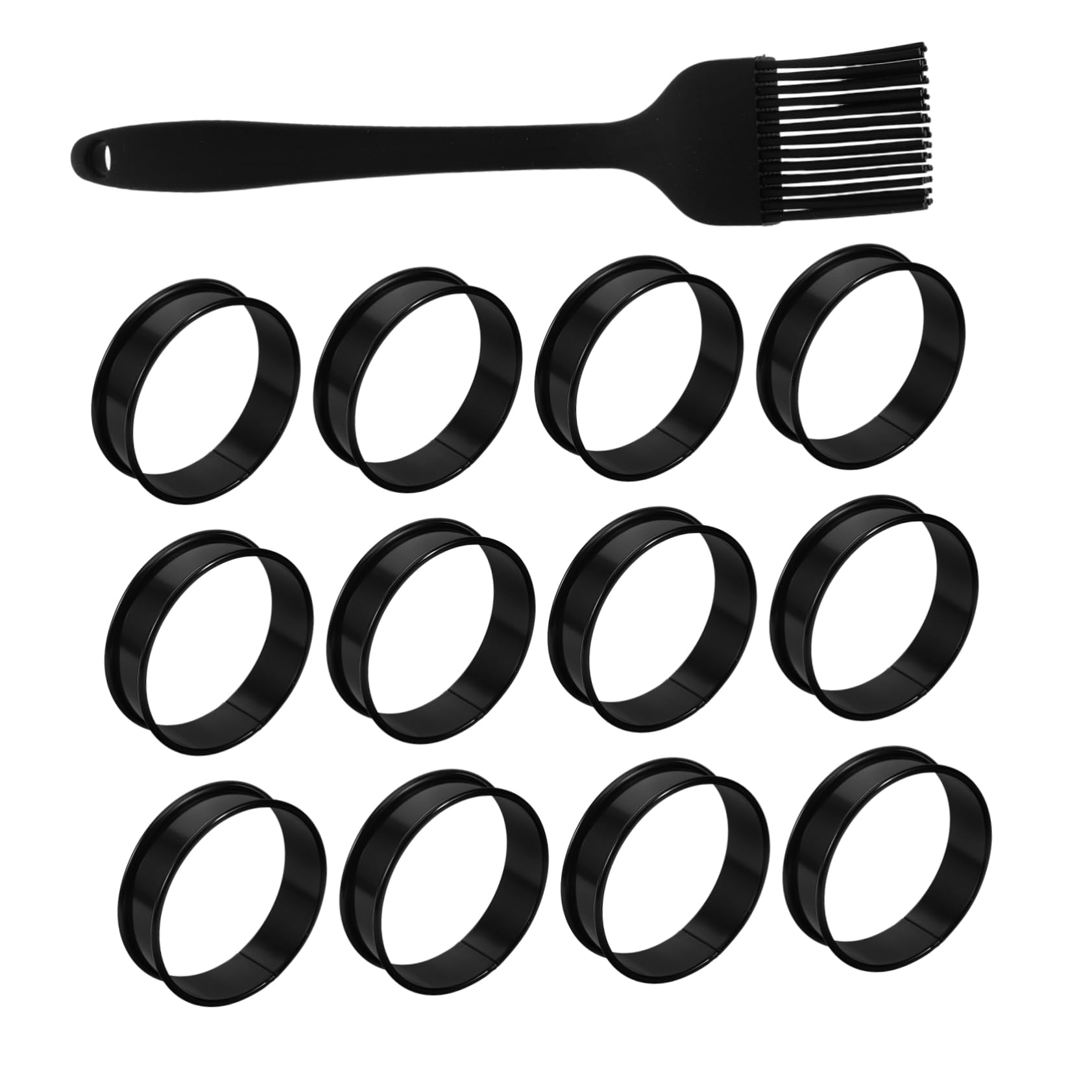 CIYODO 1 Set Non Stick Stainless Steel English Muffin Rings of Baking Molds for Pancakes Pastries More Includes Oil Brush for Easy Use and Cleanup