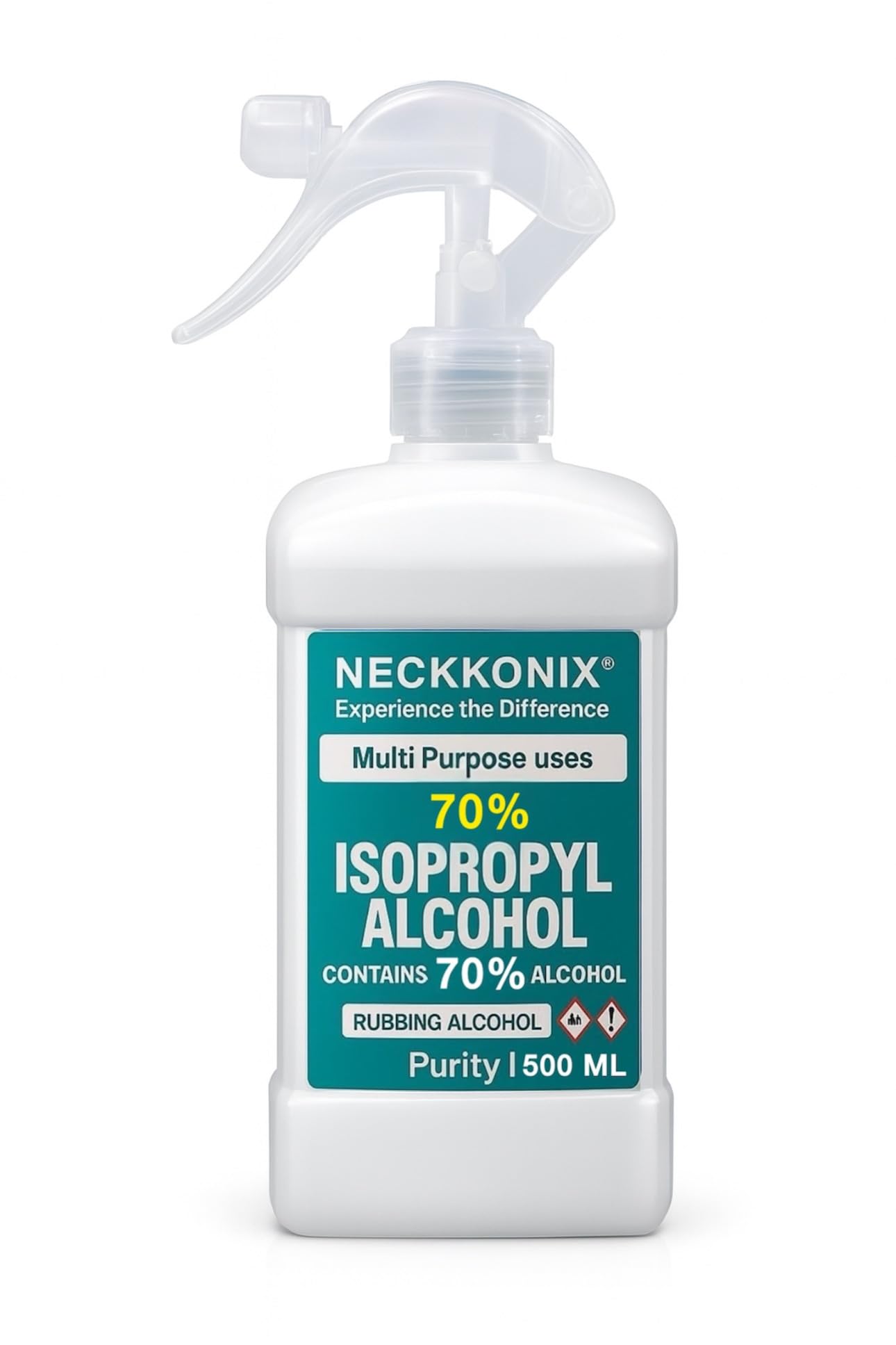 NECKKONIX IPA Isopropyl Alcohol 70% Pure [(CH3)2-CH-OH] for Rubbing or Cleaning Electronics & More | Premium Laboratory Grade (500 ml)