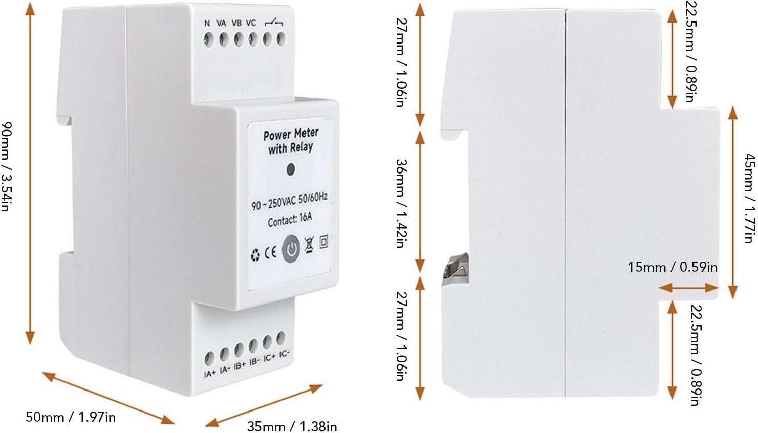 WALFRONT 3 Phase WiFi Energy Monitor with Relay Clamp Meter CT Sensor Real Time Electricity Usage Meter for Remote Monitoring 90250VAC