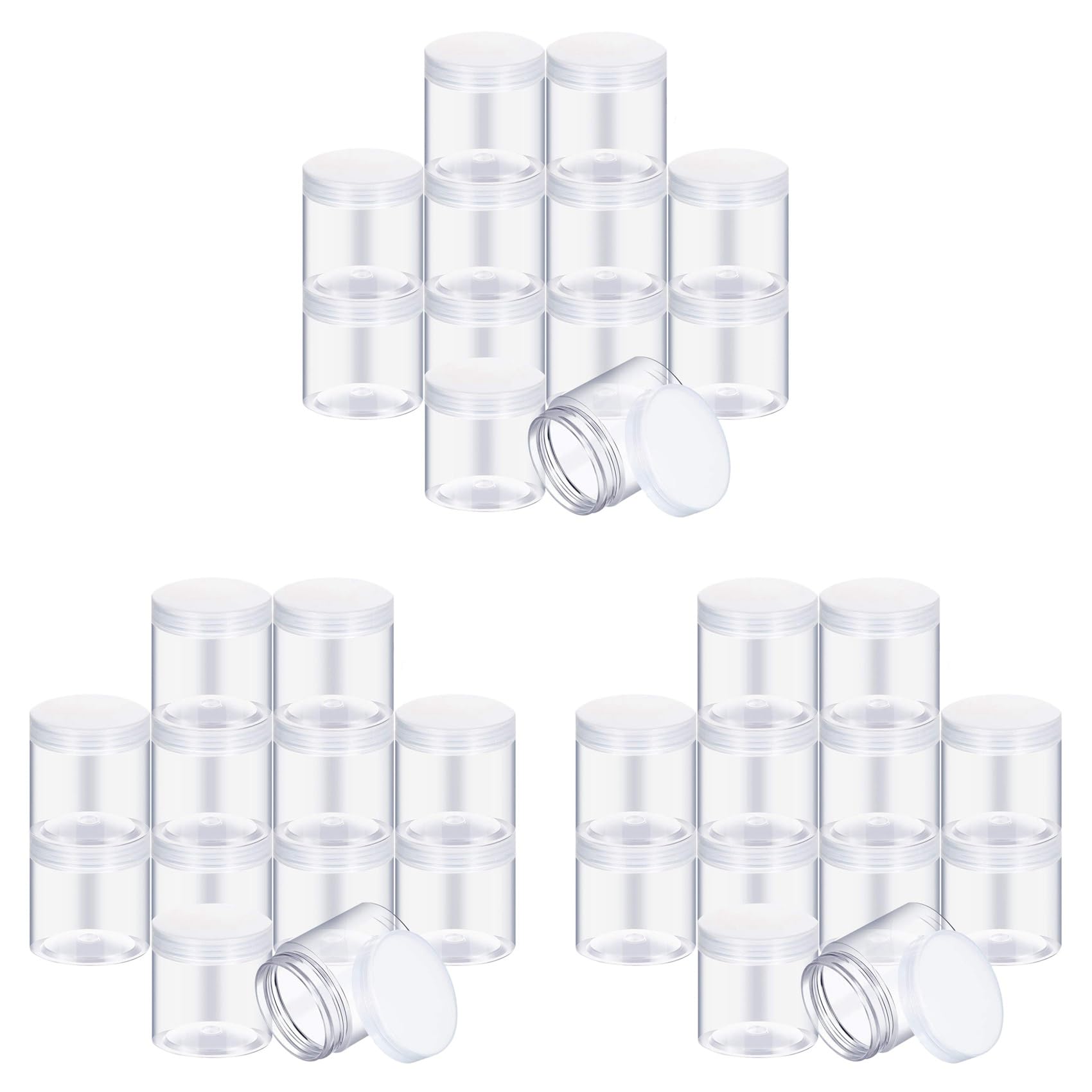 Hndhbfgrt Empty 36-Pack Transparent Plastic Storage Spice Jar Wide Mouth Plastic Container with Lid for Beauty Products