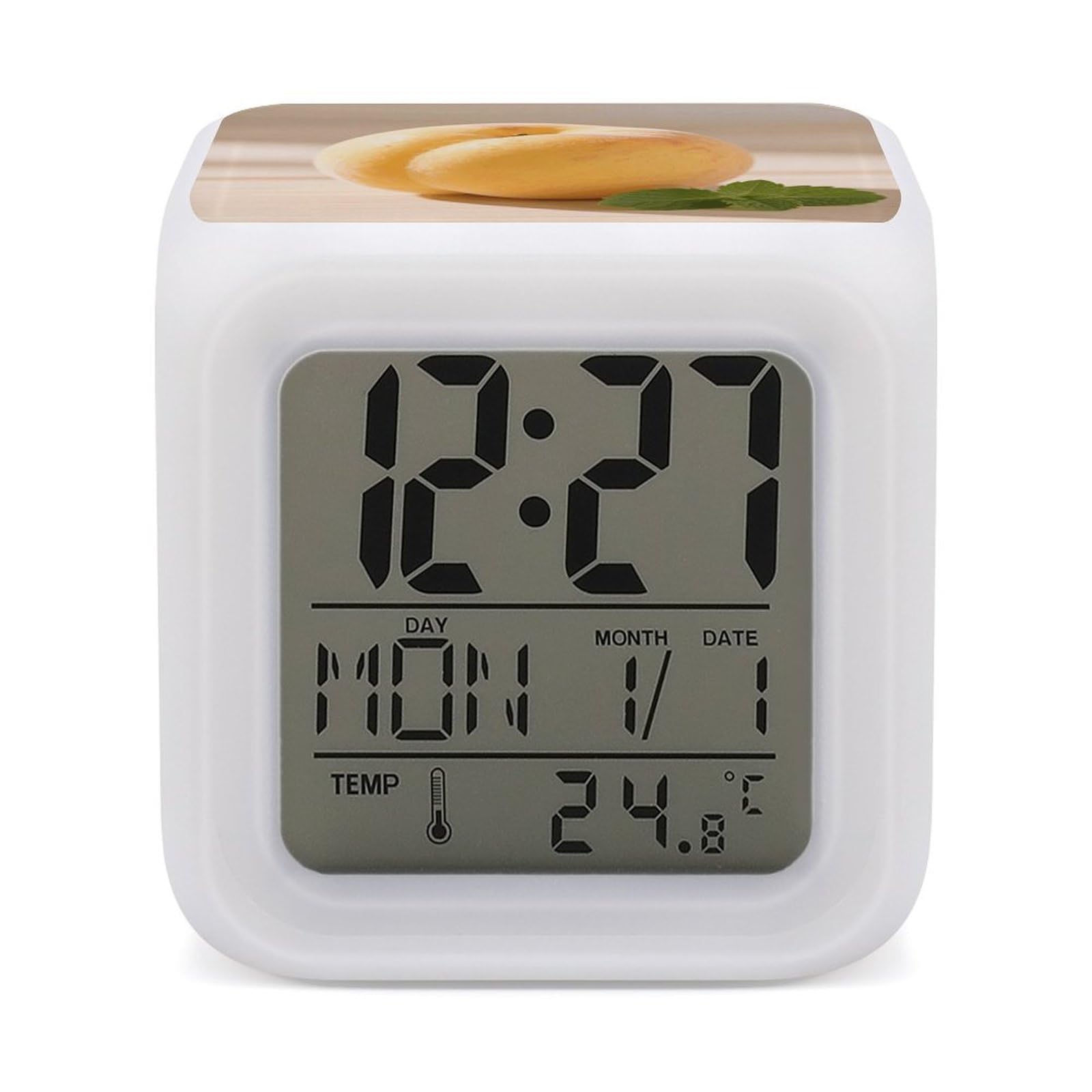 VstaDank Yellow Peach Alarm Clock Alarm Clock with 7 Color Changing Digital Clocks for Bedrooms Sleep Training Clocks with Large Display for Office Kitchen Living Room