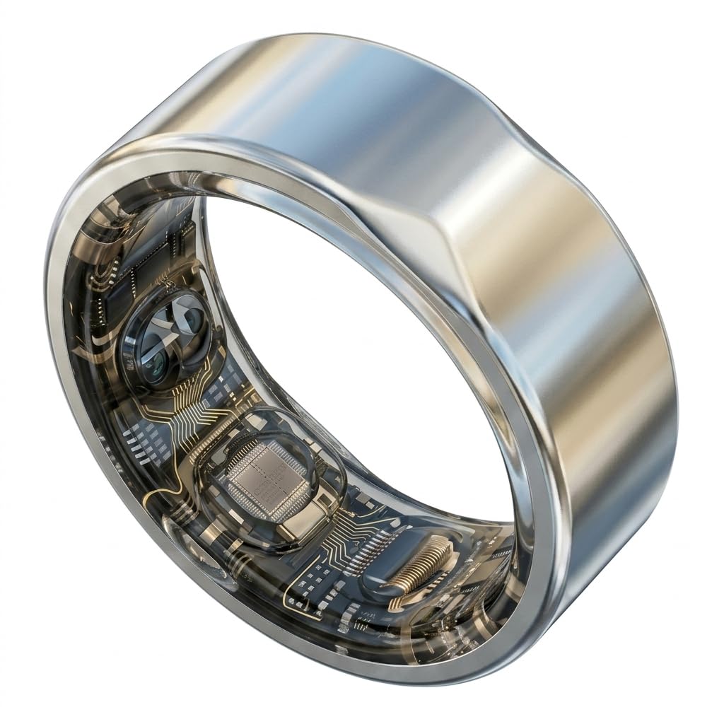 Eclipse RIng | Anillo Inteligente Hombre y Mujer Sin Suscripción | Smart Ring Salud y Fitness | Sueño, SPO₂, VFC, Frecuencia Cardíaca, Glucosa | Titanio y Acero (Ice Silver, 12 (XL))