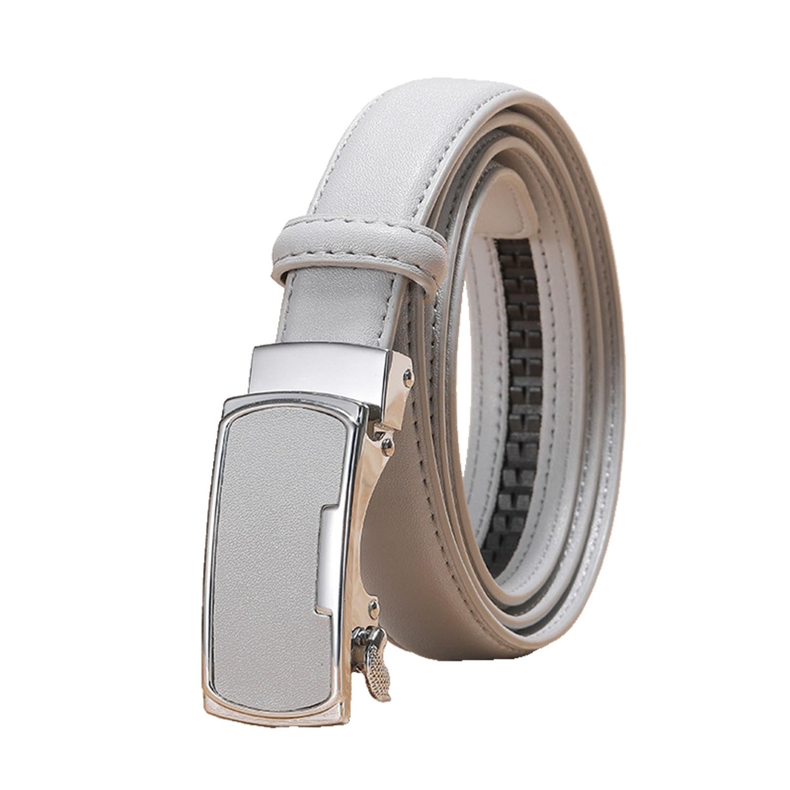 WRJAHCG Ratchet Thin Belt for Women, Women's Belts Fashion Adjustable for Jeans with Square Alloy Automatic Buckle,Gray,100CM/39.4''