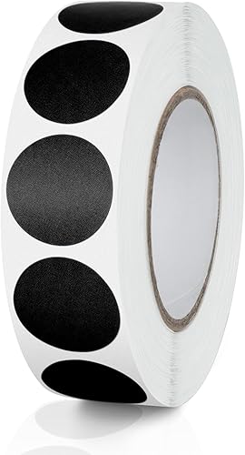 Calcomanías redondas negras de 34 pulgadas con código de color, impermeable, rollo extraíble de 1000 unidades