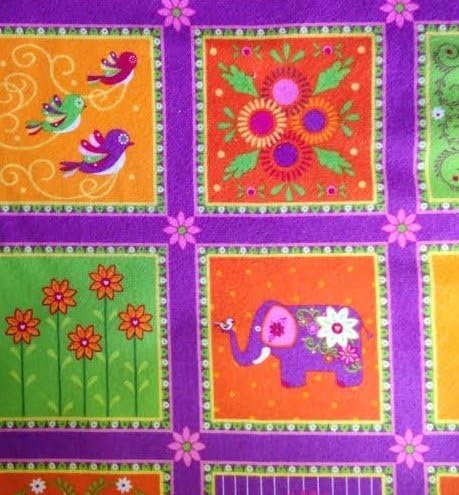 Mystic Forest Elephant Patch Flannel Fabric (Great for Quilting, Sewing, Craft Projects, Throw Pillows & More) 1 Yard x 44