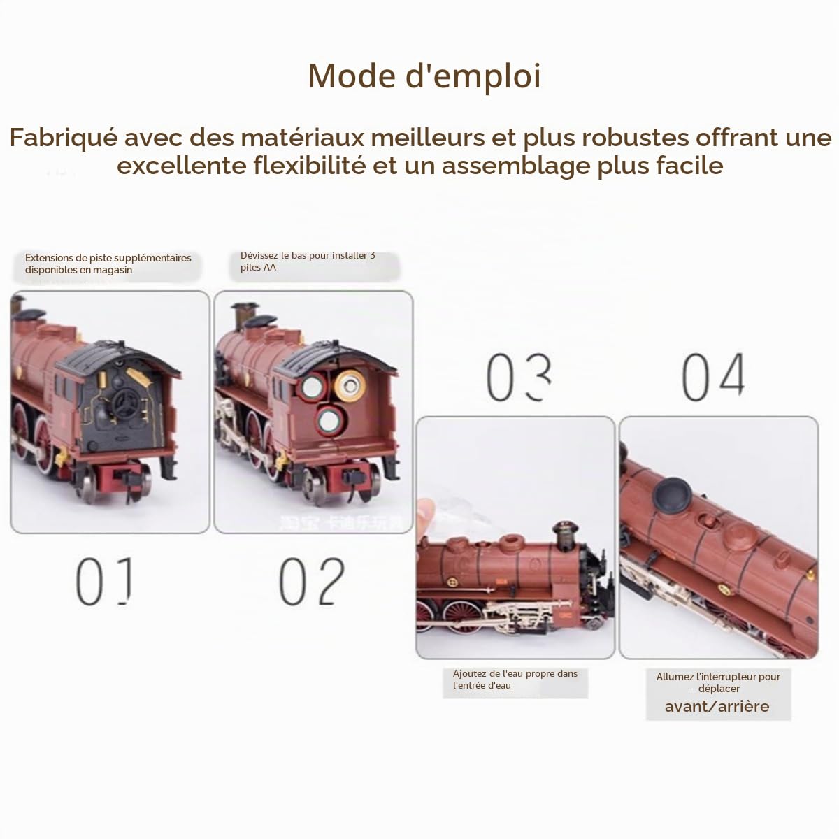 Train de fer électrique, locomotive télécommandée, train jouet complet avec wagon et long rail, jouet de train, cadeau