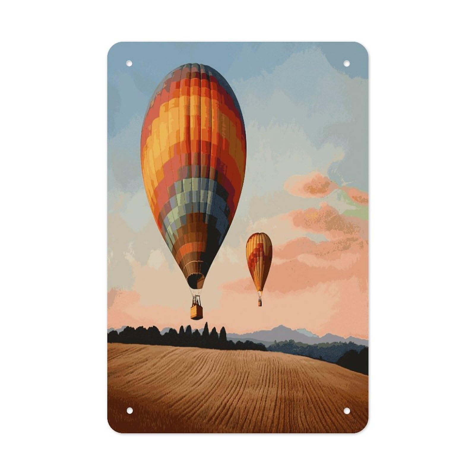 Btcowzrv Style Hot Air Balloon Metal Tin Sign Wall Decor Hanging Plaque