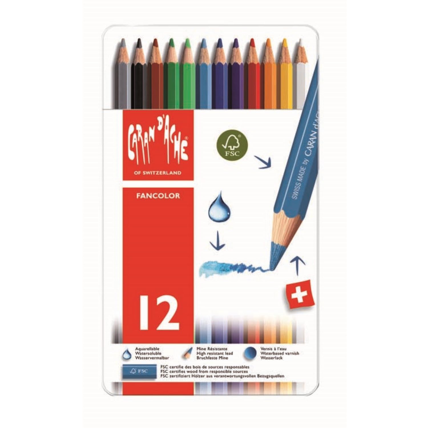 Amazon | カランダッシュ 色鉛筆 水溶性 ファンカラー 12色セット 1288