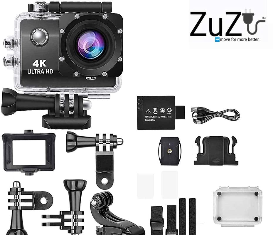 ZuZu, move for more better. Intelligent Newly Upgraded 4K Action Camera Ultra HD Underwater Waterproof Camera with Adjustable Tripod (Black) 2
