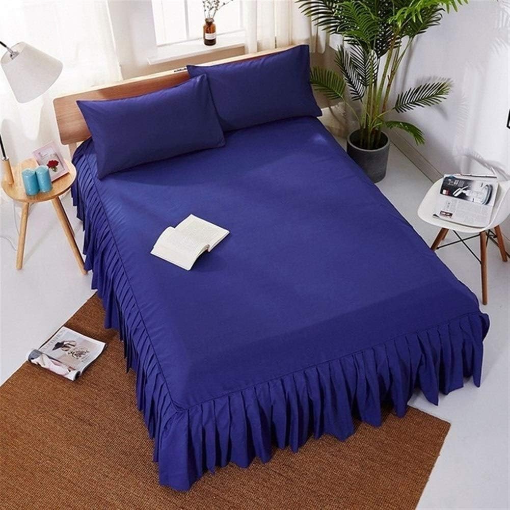 Jupe de lit bleu King 198x203cm à volants pour matelas de maison et d'hôtel