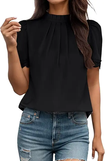 Elegante Damen Blusen mit Falten und Stehkragen - Høj Krave Bluse