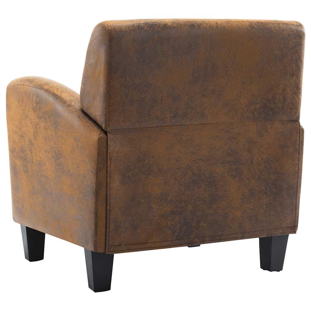 Fotel na sofę z imitacji zamszu, brązowy, 70 x 69 x 72 cm z wyściełaną poduszką do siedzenia, ergonomiczny fotel relaksacyjny z wytrzymałą ramą, komfortowa pozycja siedząca