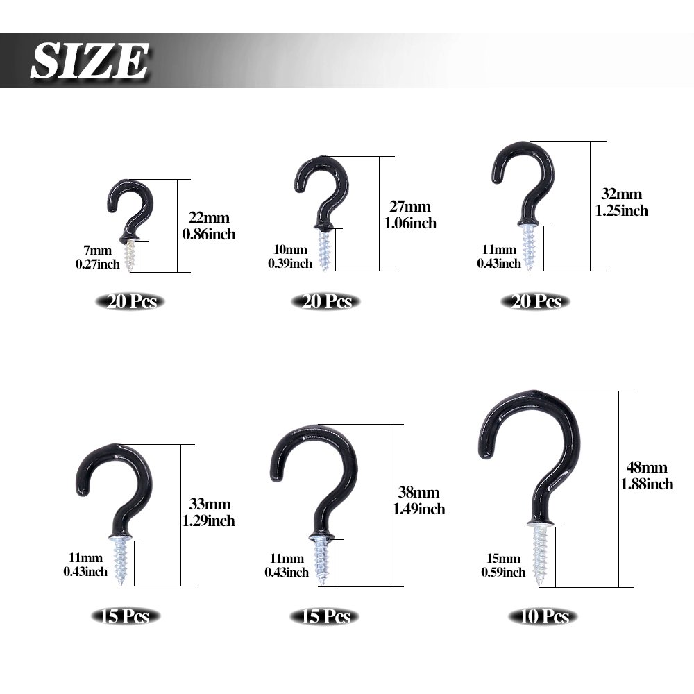 Set Di 100 Ganci Per Tazze Rivestiti In Vinile Bianco - 6 Misure Diverse (da 1/2" A 1-1/4") - Perfetti Per Appendere Tazze, Tende, Piante E Altro