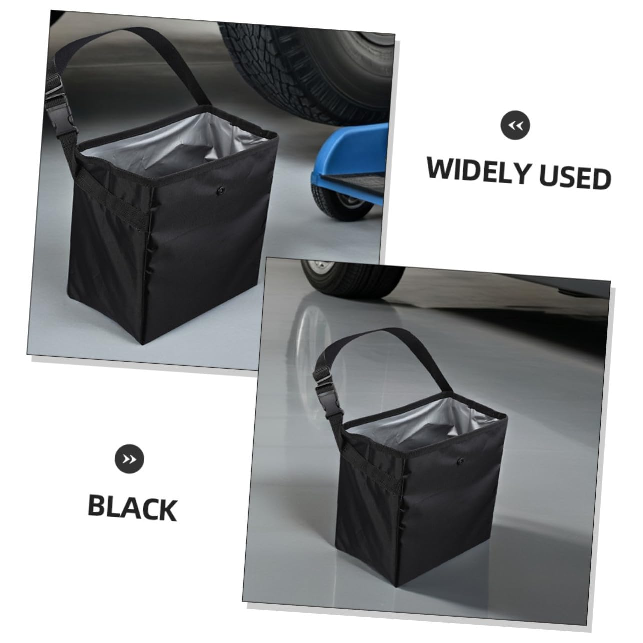 Mikinona 2 Stück Auto Mülleimer 8, 5 L Schwarz aus Nylon und Pvc | Aufbewahrungsbox für Reisen, Camping und Haushalt, für Werkzeug und Spielzeug, Multifunktional