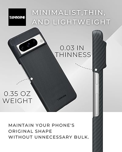 Miniatura 2 de Thinborne - Funda superfina para Google Pixel 8 Pro, fibra de aramida 600D más fina, se siente como si no hubiera funda, estilo minimalista con