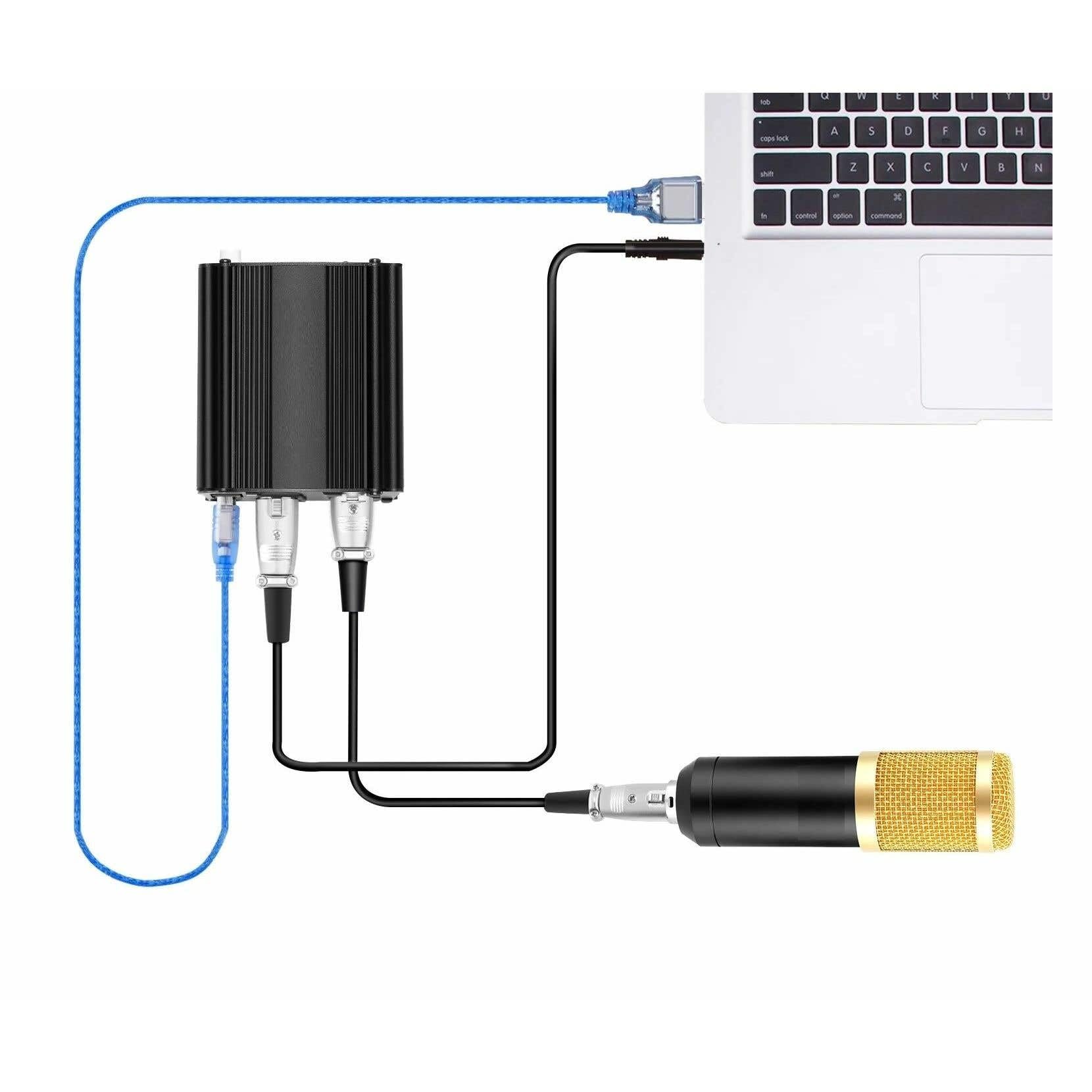 Vonyx VDX10 - Fuente de alimentación Phantom de 48 V para micrófono de Condensador, alimentación por USB-C, Entrada y Salida XLR balanceadas, compatibilidad Universal, Color Negro