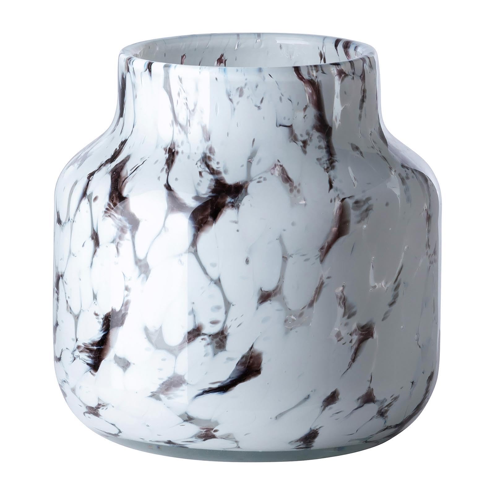 Fink großes Glas-Windlicht 19 cm braun-weißer Kerzenhalter für Stumpenkerzen