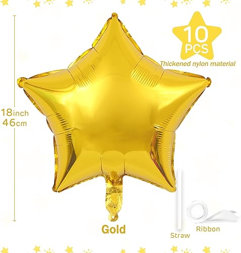 Miniatura 25 de Globos de estrella rosa de 18 pulgadas, 10 unidades de globos metálicos de aluminio de helio de Mylar en forma de estrella rosa caramelo para Globos